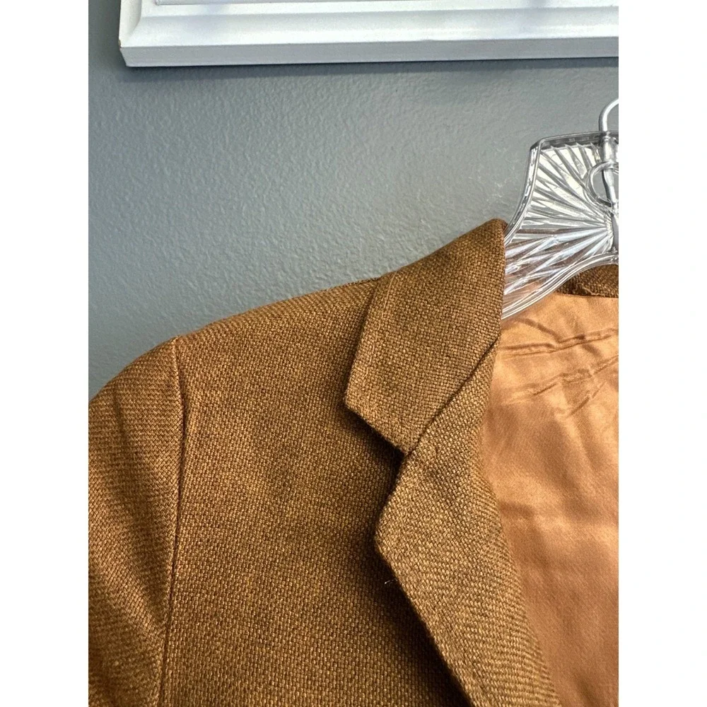 Vintage 60s Woven Tweed Blazer Boys Size M Brown‎ Church Coat Jacket